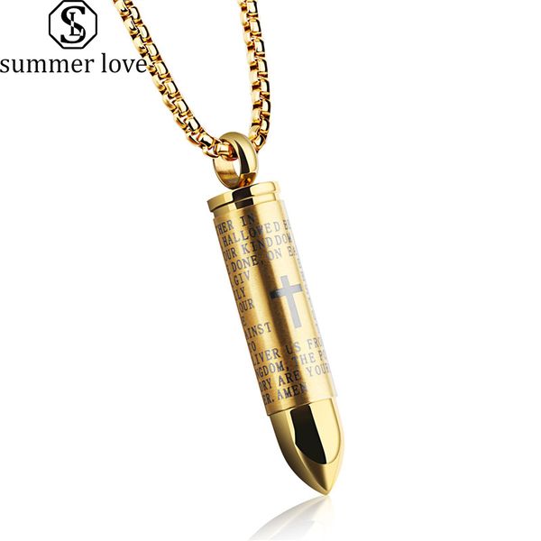 creative bullet pendant necklace for men engraved cross lord bible prayer necklace stainless steel necklace cremation ashes gift for lover, Silver
creative bullet pendant necklace for men engraved cross lord bible prayer necklace stainless steel necklace cremation ashes gift for lover, Silver