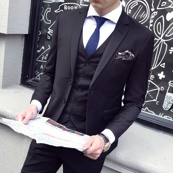 men's 3 piece blazers suits nightclub slim striped double-breasted suits korean groomsmen wedding groom tuxedos, White;black
men's 3 piece blazers suits nightclub slim striped double-breasted suits korean groomsmen wedding groom tuxedos, White;black
