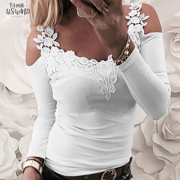 spring women o neck t shirt long sleeve t shirts strap off shoulder lace stitching female casual slim t shirts top, White
spring women o neck t shirt long sleeve t shirts strap off shoulder lace stitching female casual slim t shirts top, White