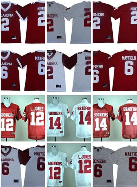ncaa college oklahoma sooners 2 hurts jersey 6 baker mayfield 14 sam bradford 12 landy jones men red white footbal hot, Black
ncaa college oklahoma sooners 2 hurts jersey 6 baker mayfield 14 sam bradford 12 landy jones men red white footbal hot, Black