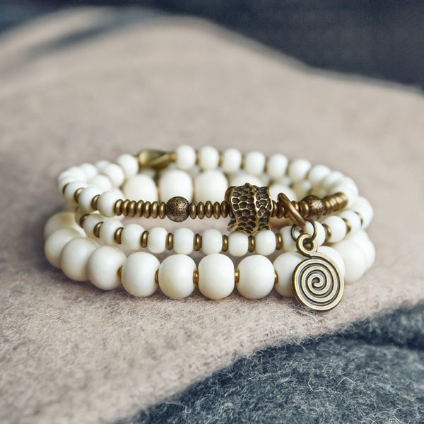 two set ivory white yak bone bead bracelet hammered copper charm tibetan zen buddhism prayer energy body balance gift for her, Black
two set ivory white yak bone bead bracelet hammered copper charm tibetan zen buddhism prayer energy body balance gift for her, Black