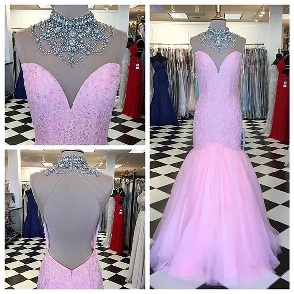 real p pink high neck prom formal dress keyhole back lace mermaid tulle rhinestones beaded long evening formal pageant dress gowns cheap, Black
real p pink high neck prom formal dress keyhole back lace mermaid tulle rhinestones beaded long evening formal pageant dress gowns cheap, Black