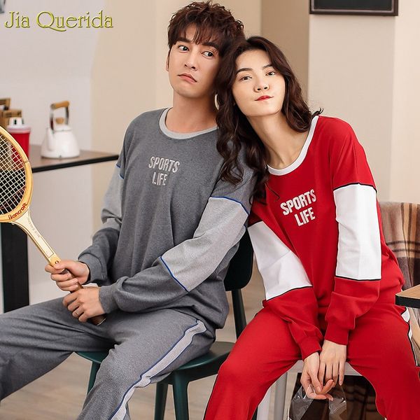 home suit women and men matching lingerie pajama long sleeves pants 100% cotton color splice sport style pajama set, Black;red
home suit women and men matching lingerie pajama long sleeves pants 100% cotton color splice sport style pajama set, Black;red