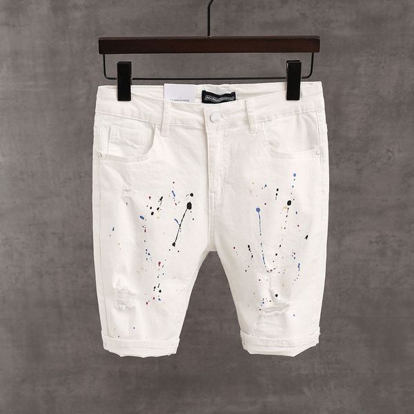 2020 newly designer fashion men jeans shorts white color paint designer ripped short jeans homme summer hip hop denim shorts men, Blue
2020 newly designer fashion men jeans shorts white color paint designer ripped short jeans homme summer hip hop denim shorts men, Blue