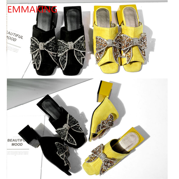 slippers 2021 women microfiber solid big butterfly-knot with diamond square heels female high sandals for summer, Black
slippers 2021 women microfiber solid big butterfly-knot with diamond square heels female high sandals for summer, Black