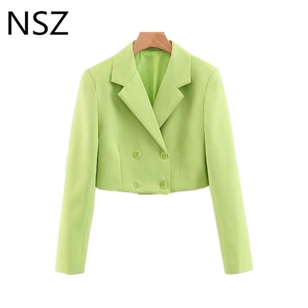 nsz women cropped blazer feminino long sleeve double breasted neon green short jacket coat ladies office work outerwear bolero, White;black
nsz women cropped blazer feminino long sleeve double breasted neon green short jacket coat ladies office work outerwear bolero, White;black