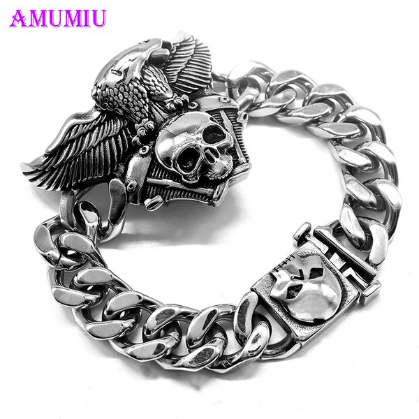 amumiu eagle hat skull head bracelets punk long skull for men stainless steel charm link chain male gothic jewelry b084, Golden;silver
amumiu eagle hat skull head bracelets punk long skull for men stainless steel charm link chain male gothic jewelry b084, Golden;silver