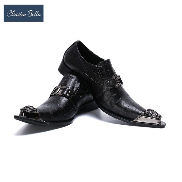 christia bella fashion chain genuine leather men business shoes large size slip on metal pointed toe formal dress men shoes, Black
christia bella fashion chain genuine leather men business shoes large size slip on metal pointed toe formal dress men shoes, Black