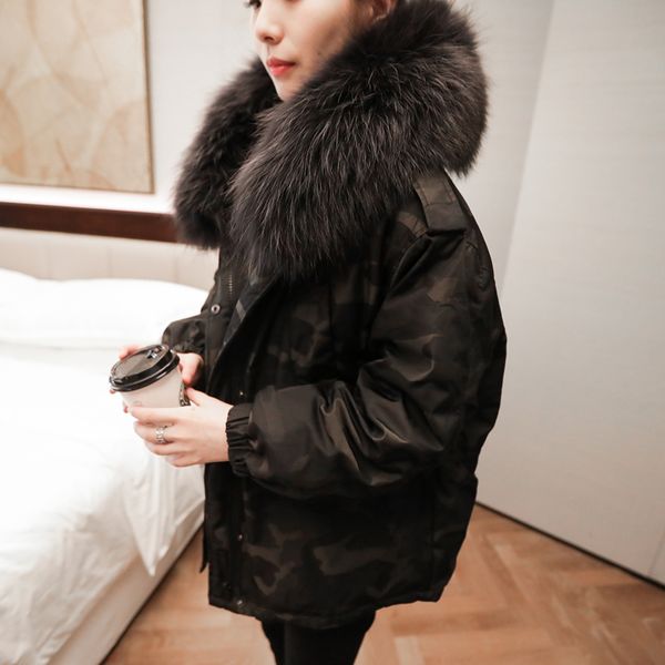 winter women new thick warm down jacket large fur collar hooded outerwear female fashion camouflage print casual loose coat z574, Black
winter women new thick warm down jacket large fur collar hooded outerwear female fashion camouflage print casual loose coat z574, Black