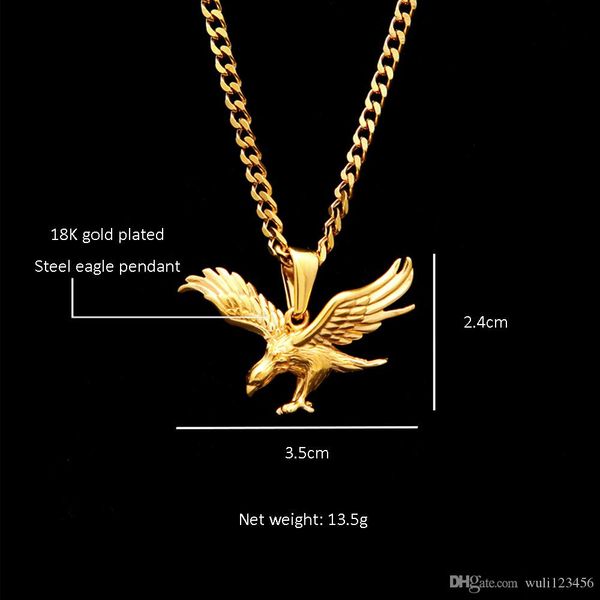 europe and the united states personality handmade retro hip hop men's stainless steel vacuum gold-plated dapeng wings eagle pendant cha, Silver
europe and the united states personality handmade retro hip hop men's stainless steel vacuum gold-plated dapeng wings eagle pendant cha, Silver
