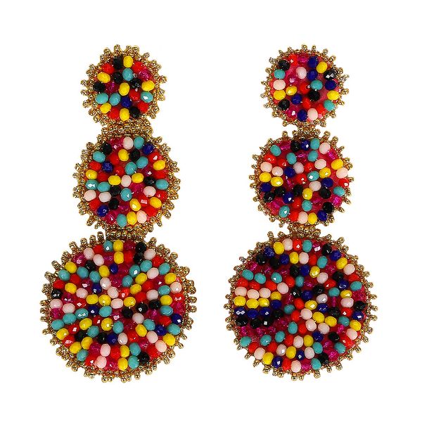 new trendy fashion luxury designer exaggerated bohemia colorful hand beaded multi circles dangle stud earrings for woman, Golden;silver
new trendy fashion luxury designer exaggerated bohemia colorful hand beaded multi circles dangle stud earrings for woman, Golden;silver