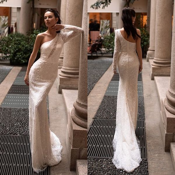 2020 modest idtorez beautiful mermaid wedding dresses one shoulder long sleeve lace applique wedding gown sweep train robe de mariée, White
2020 modest idtorez beautiful mermaid wedding dresses one shoulder long sleeve lace applique wedding gown sweep train robe de mariée, White