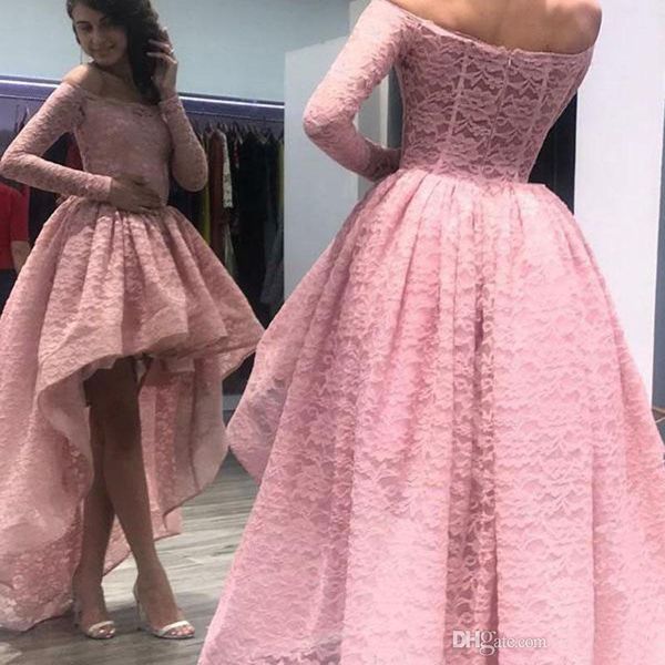 gorgeous hi-lo pink ball gowns prom dresses off shoulder full lace long sleeves sweep train dresses evening wear formal party gowns, Black
gorgeous hi-lo pink ball gowns prom dresses off shoulder full lace long sleeves sweep train dresses evening wear formal party gowns, Black