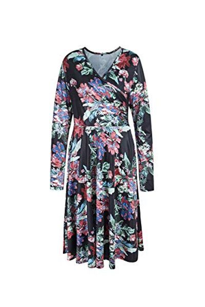 womens long sleeve round neck floral swing tunic dress casual loose t-shirt dress, Black;gray 
womens long sleeve round neck floral swing tunic dress casual loose t-shirt dress, Black;gray