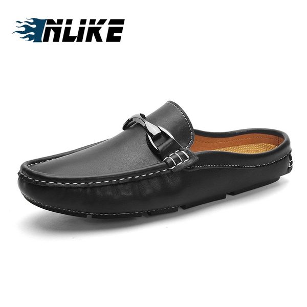 new summer men flats mules slip on genuine leather slides shoes man soft leather casual slipper, Black
new summer men flats mules slip on genuine leather slides shoes man soft leather casual slipper, Black