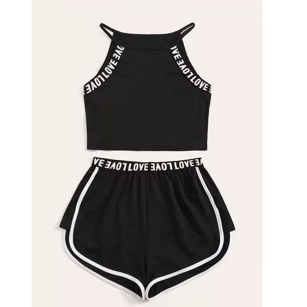 women's sleeveless yoga set sports fitness loose suit sling t-shirt + letter print stretch shorts, White;red
women's sleeveless yoga set sports fitness loose suit sling t-shirt + letter print stretch shorts, White;red