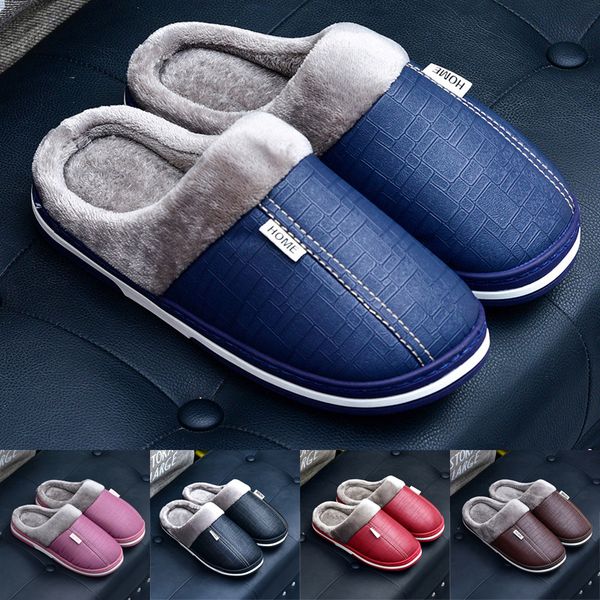 winter indoor warm plush slippers men women pu patchwork flat slippers sewing plus size male's casual shoes fur, Black
winter indoor warm plush slippers men women pu patchwork flat slippers sewing plus size male's casual shoes fur, Black