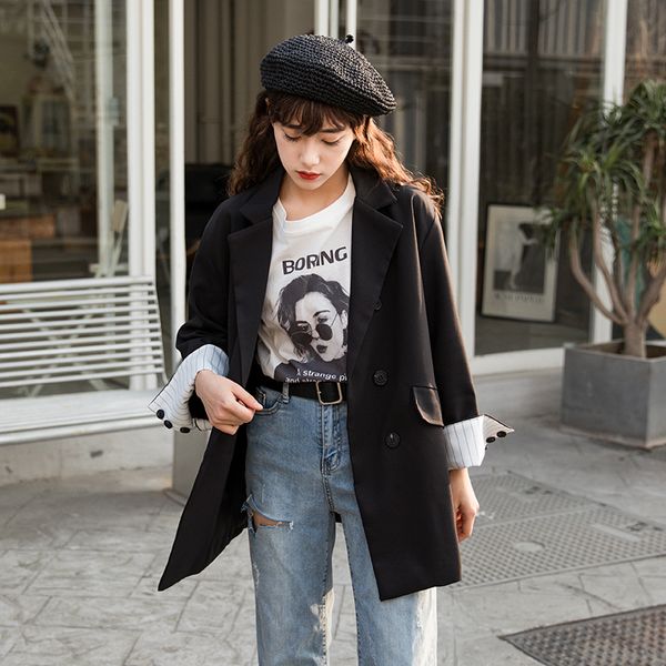 casual striped patchwork double-breasted women blazer jacket elegant female solid loose blazer office ladies workwear 2019, White;black
casual striped patchwork double-breasted women blazer jacket elegant female solid loose blazer office ladies workwear 2019, White;black