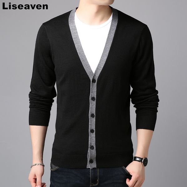 liseaven men knitting cardigan v-neck sweater outer wear solid color long sleeve sweaters, White;black
liseaven men knitting cardigan v-neck sweater outer wear solid color long sleeve sweaters, White;black