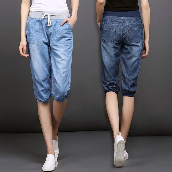slim woman short denim summer knee length capri jeans plus size mom jeans elastic waist thin women harem pant jean push up denim, Blue
slim woman short denim summer knee length capri jeans plus size mom jeans elastic waist thin women harem pant jean push up denim, Blue