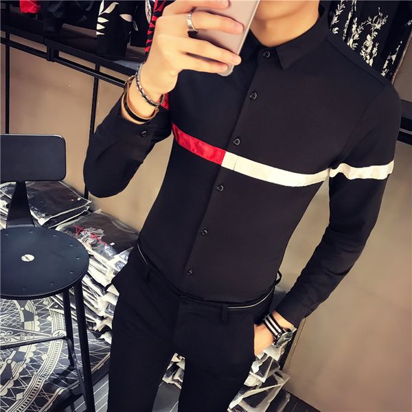 party dress social casual white mens camisas elgantes hombre slim fit shirts autumn men style vetement homme, White;black
party dress social casual white mens camisas elgantes hombre slim fit shirts autumn men style vetement homme, White;black