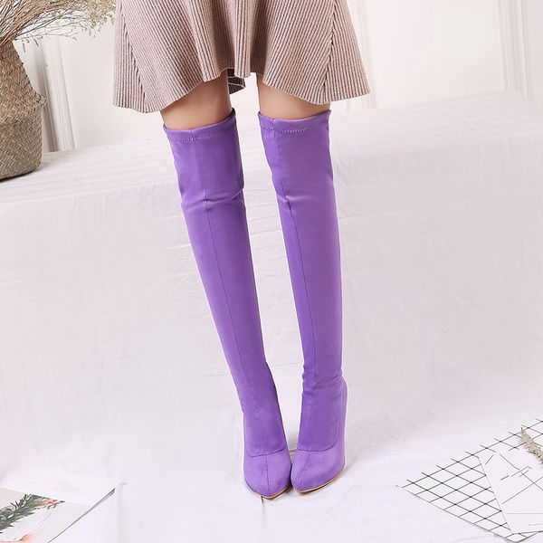 2018 multicolor fashion thin high heels stretch flock over knee thigh high boots long ridding boots women shoes, Black
2018 multicolor fashion thin high heels stretch flock over knee thigh high boots long ridding boots women shoes, Black