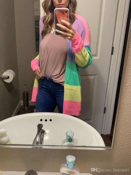 autumn sweater women long sleeve patchwork knitted open front rainbow striped cardigan women coat women sweater, White;black
autumn sweater women long sleeve patchwork knitted open front rainbow striped cardigan women coat women sweater, White;black