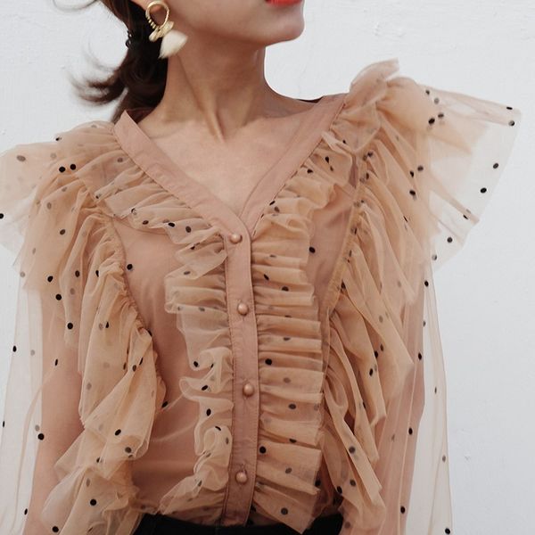 brand designer women two piece blouse set 2019 summer autumn fashion polka dot ruffles patchwork v neck perspective flare sleeve shirts, White
brand designer women two piece blouse set 2019 summer autumn fashion polka dot ruffles patchwork v neck perspective flare sleeve shirts, White