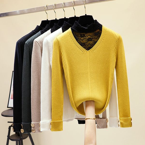 women's sweaters 2021 lace turtlrneck women sweater chic pullover autumn winter elegant knitwear long sleeve christmas pull femme, White;black
women's sweaters 2021 lace turtlrneck women sweater chic pullover autumn winter elegant knitwear long sleeve christmas pull femme, White;black