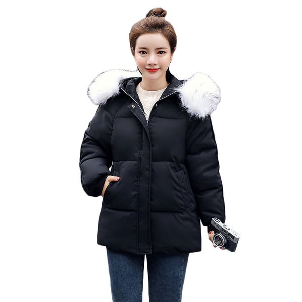 winter coat women korean short loose big white fur hooded parka black pink blue zipper pockets long sleeve warmth jackets ld1252 
winter coat women korean short loose big white fur hooded parka black pink blue zipper pockets long sleeve warmth jackets ld1252