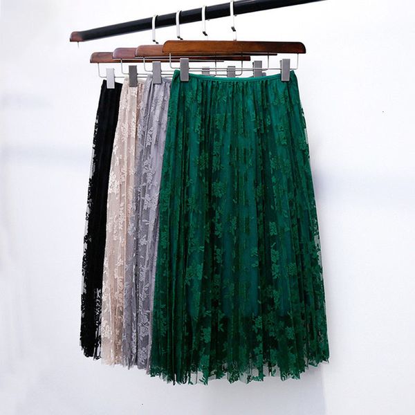 long skirt women skirts for women new summer skirts lace pleated skirt 4 colors women high waist match spring saia longa, Black 
long skirt women skirts for women new summer skirts lace pleated skirt 4 colors women high waist match spring saia longa, Black