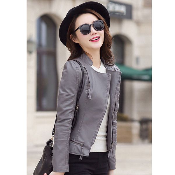 women autumn streetwear pu leather jacket soft jacket biker faux leather female casual slim basic coat, Black
women autumn streetwear pu leather jacket soft jacket biker faux leather female casual slim basic coat, Black