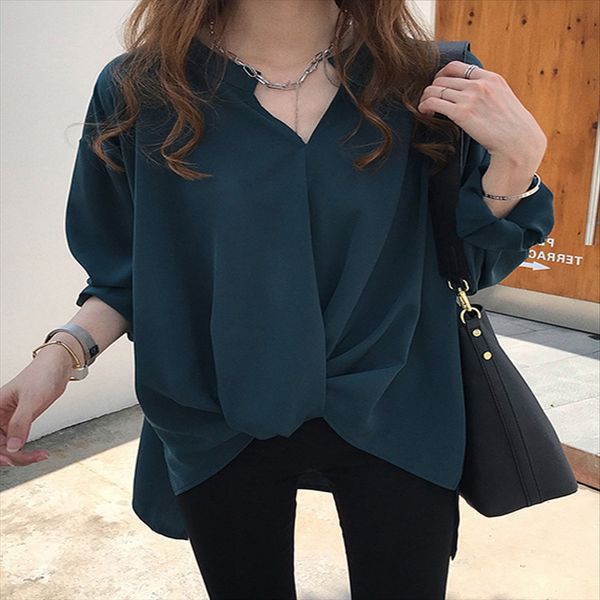 chiffon women's 2020 t- t-shirt light and mature loose scheming sense niche v-neck shirt, White
chiffon women's 2020 t- t-shirt light and mature loose scheming sense niche v-neck shirt, White