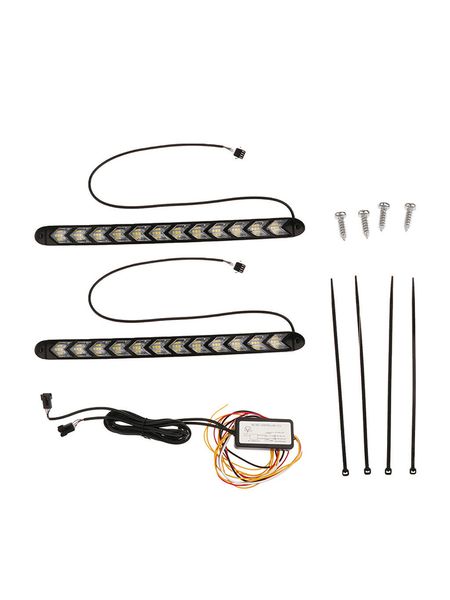 turn signal arrow flasher drl black bottom 12 lights two-color daytime running light with streamer
turn signal arrow flasher drl black bottom 12 lights two-color daytime running light with streamer