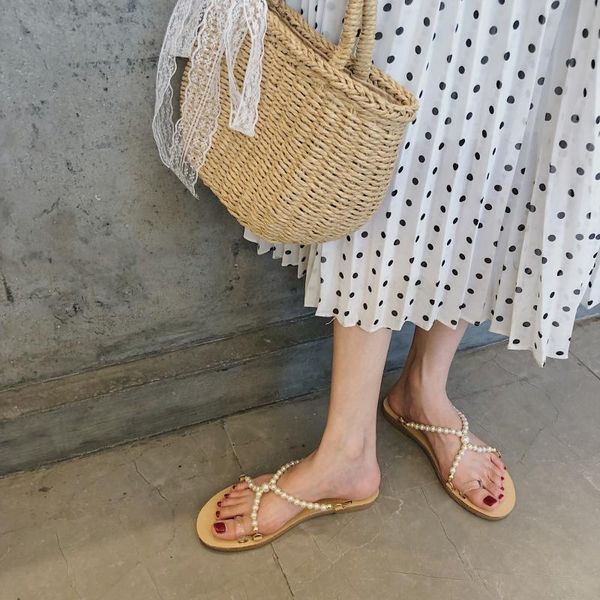 2020 new strap sandals female summer flat bottom new korean version wild pearl student retro chic flat bottom slippers, Black
2020 new strap sandals female summer flat bottom new korean version wild pearl student retro chic flat bottom slippers, Black
