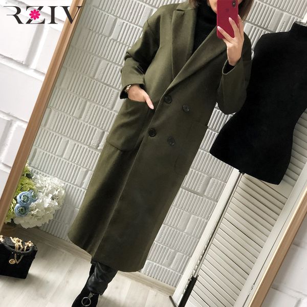 rziv spring female coat pocket decoration casual solid color double-breasted long coat, Black
rziv spring female coat pocket decoration casual solid color double-breasted long coat, Black
