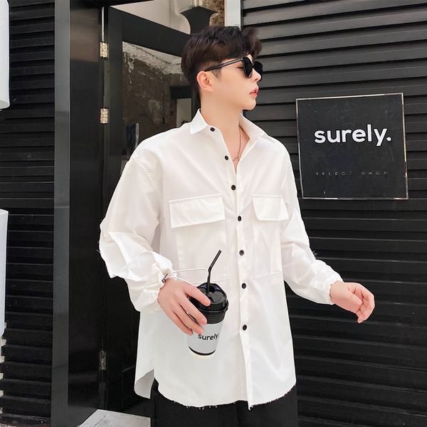male streetstyle hip hop loose shirt men vintage fashion casual long sleeve white shirts, White;black
male streetstyle hip hop loose shirt men vintage fashion casual long sleeve white shirts, White;black