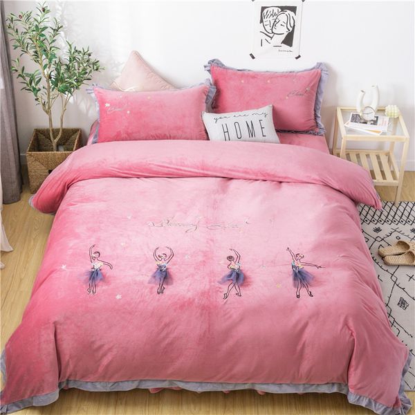 new pink gray purple ballet girl embroidery warm fleece fabric girl bedding set velvet flannel duvet cover bed sheet pillowcases
new pink gray purple ballet girl embroidery warm fleece fabric girl bedding set velvet flannel duvet cover bed sheet pillowcases