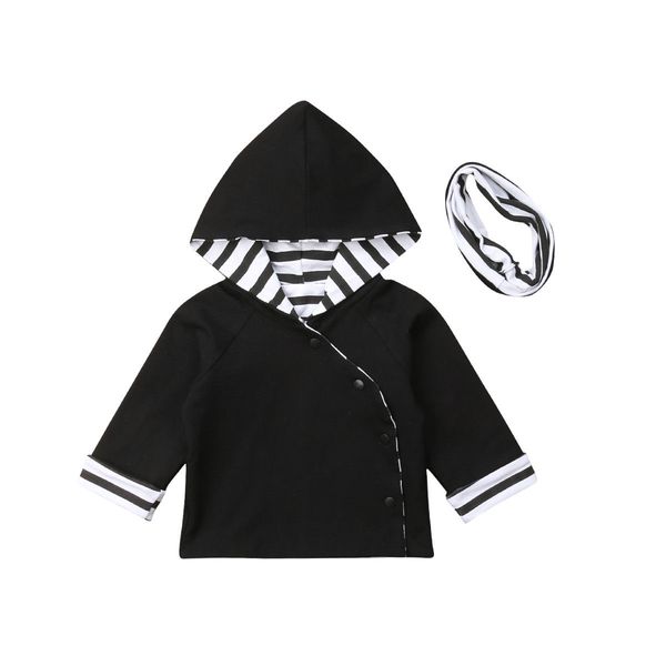 0-24m newly autumn lovely casual baby girls boys hoodies coat 2pcs single breasted striped hooded black warm clothes+scarf
0-24m newly autumn lovely casual baby girls boys hoodies coat 2pcs single breasted striped hooded black warm clothes+scarf