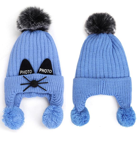 winter hat warm knitting cap cute cat earmuffs plus fluffy balls hat for children ear cap girl boys, Blue;gray
winter hat warm knitting cap cute cat earmuffs plus fluffy balls hat for children ear cap girl boys, Blue;gray
