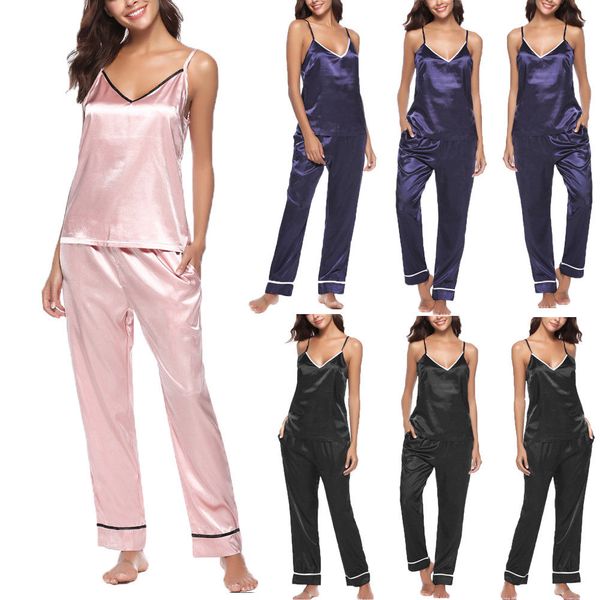 2pcs/set women silk satin robe pants sleepwear set sleeveless t shirt long pant babydoll nightdress pajamas set hot, Black;red
2pcs/set women silk satin robe pants sleepwear set sleeveless t shirt long pant babydoll nightdress pajamas set hot, Black;red