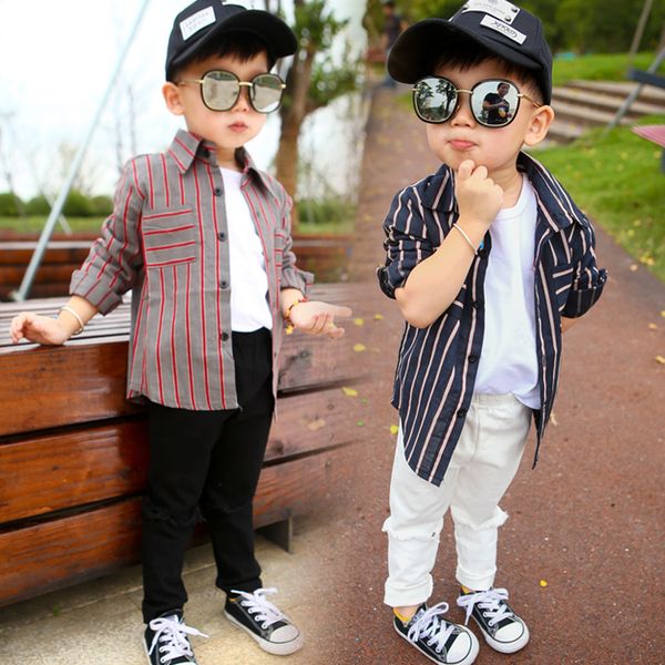 children's shirt spring and autumn new cotton boy striped shirt long-sleeved net red wild casual lapel, White;black
children's shirt spring and autumn new cotton boy striped shirt long-sleeved net red wild casual lapel, White;black
