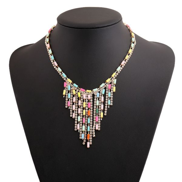 2019 bohemian ethnic style exaggerated retro color necklace acrylic studded tassel short necklace female clavicle chain, Silver
2019 bohemian ethnic style exaggerated retro color necklace acrylic studded tassel short necklace female clavicle chain, Silver