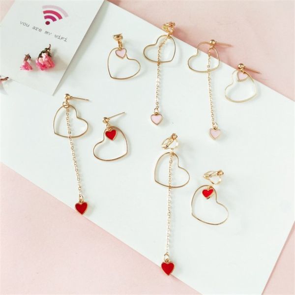 heart-shaped earrings japanese and korean girls love personality fashion wild asymmetric pendant ear clip wholesale, Silver
heart-shaped earrings japanese and korean girls love personality fashion wild asymmetric pendant ear clip wholesale, Silver