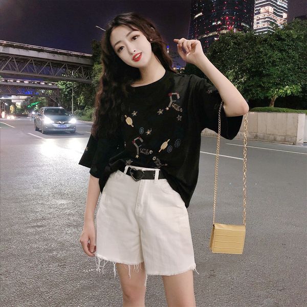 2020 short-sleeved t-shirt women's loose embroidery midi student fashion 2020 short-sleeved t-shirt women's loose embroidery midi, White
2020 short-sleeved t-shirt women's loose embroidery midi student fashion 2020 short-sleeved t-shirt women's loose embroidery midi, White