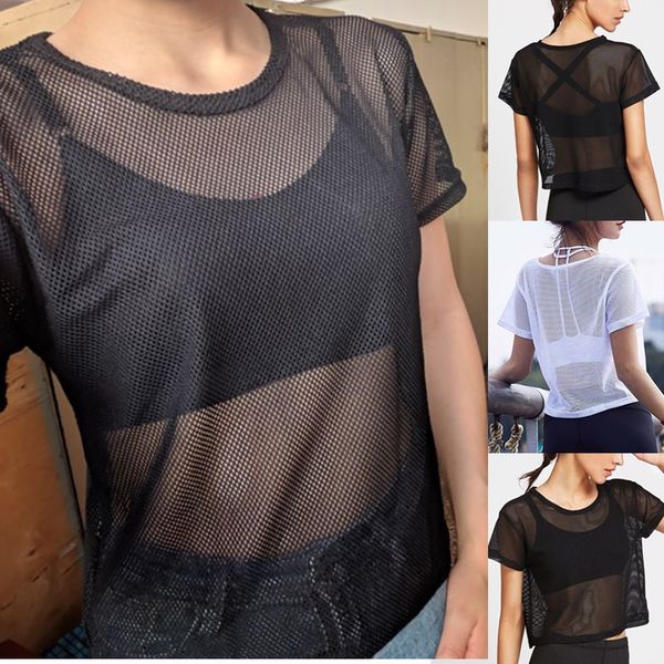 mesh yoga shirt short sleeve tee hollow blouse bikini cover ups female running shirt sport fitness tank quick dry sportwear, White;red
mesh yoga shirt short sleeve tee hollow blouse bikini cover ups female running shirt sport fitness tank quick dry sportwear, White;red