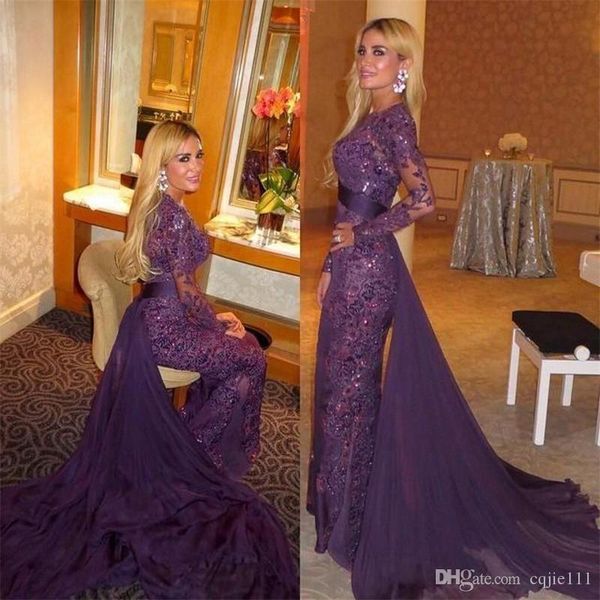 2020 purple full lace beads long sleeves evening dresses arabic muslim evening gowns with detachable train sheer long prom dresses formal 97, Black;red
2020 purple full lace beads long sleeves evening dresses arabic muslim evening gowns with detachable train sheer long prom dresses formal 97, Black;red
