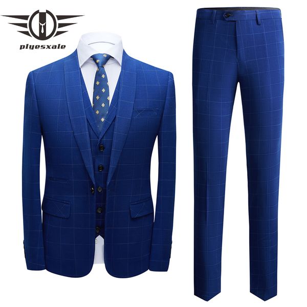 plyesxale dark blue plaid suit men spring autumn stylish three piece men formal suits fashion business casual prom suits q833, White;black
plyesxale dark blue plaid suit men spring autumn stylish three piece men formal suits fashion business casual prom suits q833, White;black