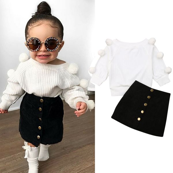 1-6y autumn toddler baby kids girls clothes sets long sleeve hairball knit sweater+button mini skirt warm outfits sets, White
1-6y autumn toddler baby kids girls clothes sets long sleeve hairball knit sweater+button mini skirt warm outfits sets, White