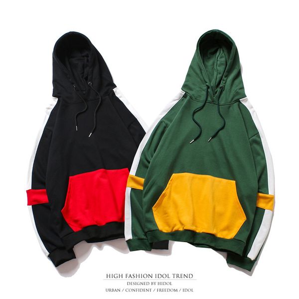 vintage side stripe contrast color hoodie high street hoody pullover sweatshirt men hip hop swag big loose ivy college red/green, Black
vintage side stripe contrast color hoodie high street hoody pullover sweatshirt men hip hop swag big loose ivy college red/green, Black